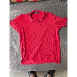 Polo Ralph Lauren Mens XXL Red Short Sleeve Pique Cotton Mesh Pony Logo Shirt